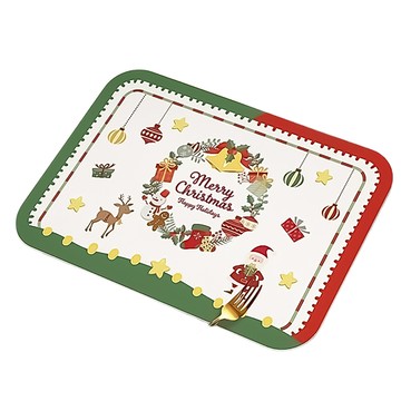 小麥購物 聖誕吸水防滑墊 L098  花圈款 白色 + 紅色 + 綠色  1個  40 x 30cm