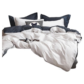 【foca】韓風設計100%精梳棉二件式薄枕套床包組-(單人)-純真年代(黑)  枕套床包組  單人  黑