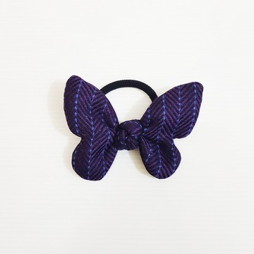 【人字紋虛線毛料-深紫】 限量 冬季款!!! 蝴蝶結 造