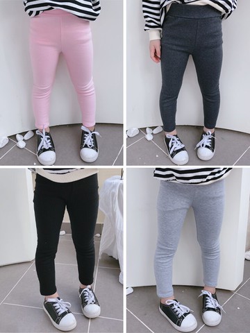 童裝春秋季新款 中小童甜美修身打底褲 兒童舒適百搭純色褲子1入