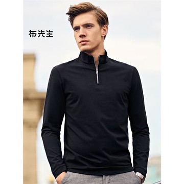MrBu布先生拉鏈立領純色長袖t秋冬不易皺親膚吸汗上衣男款BT3773