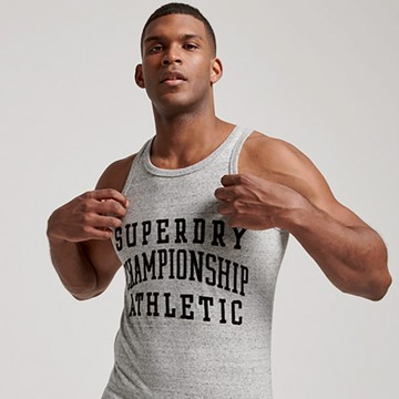 【Superdry】男裝 背心 有機棉 Vintage Gym Athletic 灰