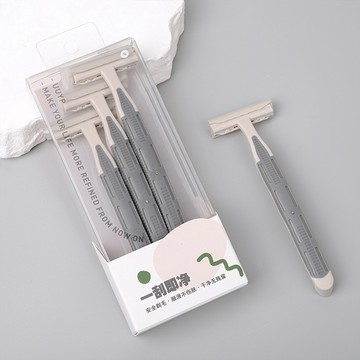 ✨台灣現貨📦無感脫毛剃毛刀 三支装 T型耙刀 灰色 三層刀片 刮毛刀 剃毛器 腋毛 私處 手動脱毛器 #丹丹悅生活