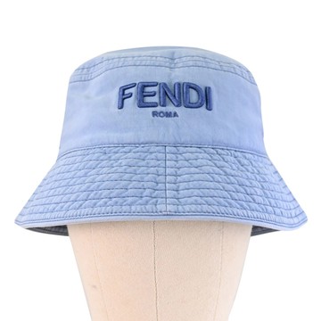 FENDI 經典電繡LOGO棉質漁夫帽/遮陽帽.天空藍