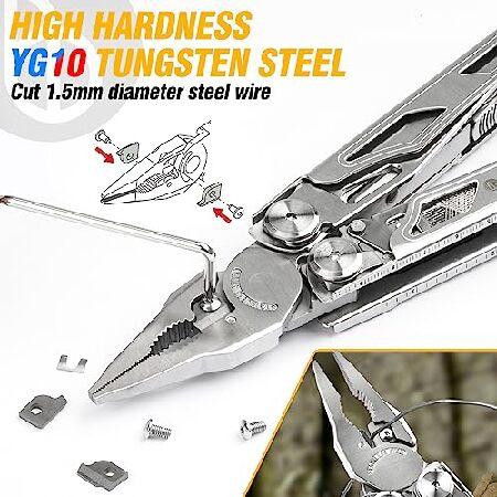 BIBURY Multitool Pliers, Stainless Steel Multi Tool Pliers with Replaceable Wire Cutters and Saw, Foldable Multitools Scissors Screwdriver, I