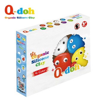 【Q-doh】超柔軟矽膠有機黏土｜歡樂柔軟(9色組：黏土+工具)