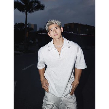 拉鏈金屬扣 復古寬松情侶休閑T恤 美式高街短袖polo衫寬松上衣