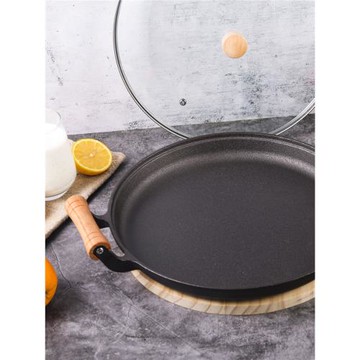 攤煎餅鍋鑄鐵平底鍋無涂層鏊子手抓餅加厚生鐵家用烙餅鍋不粘鍋