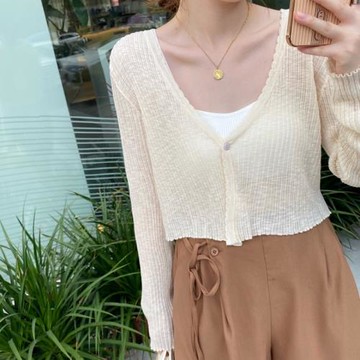 防曬開衫女薄款披肩夏季搭配吊帶裙子外搭罩衫小外套冰絲針織上衣