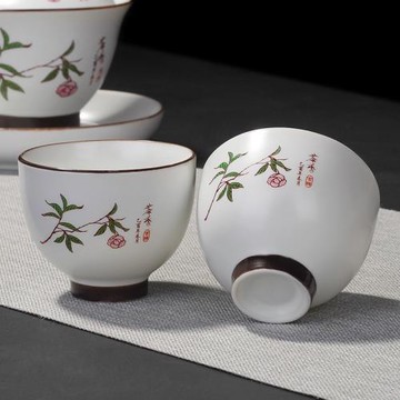 功夫小茶杯定窯陶瓷茶盞茶碗單個品茗杯主人杯青花瓷泡茶青瓷白瓷