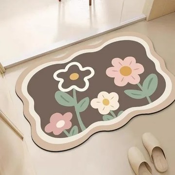 【Bunny】清新花型優質防滑吸水快乾軟式硅藻泥地墊腳踏墊(40x60cm)