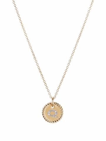 David Yurman - 18kt yellow gold Q Initial Charm diamond necklace - women - 18kt Gold/Diamond - One Size
