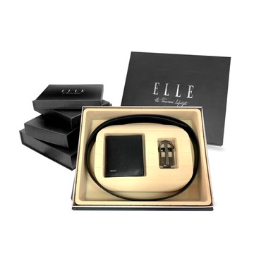 【LN 精品皮件】炫父好禮 父親節送禮首選 短夾皮帶禮合組(兩件組-黑)