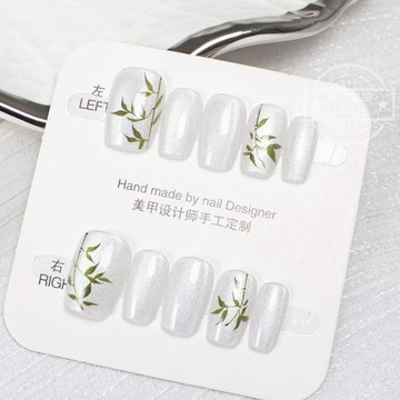 可隔日到貨！清倉特賣 國風竹貓眼穿戴甲 可拆卸顯白百搭美甲貼片 光療穿戴甲 美甲穿戴甲 貓眼穿戴甲 甲片 假指甲 指甲貼