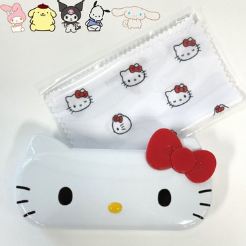 現貨 日本三麗鷗新品 硬殼眼鏡盒 附眼鏡布 Kitty 大耳狗 怕洽狗 酷洛米 眼鏡收納 可愛眼鏡盒 日本進口