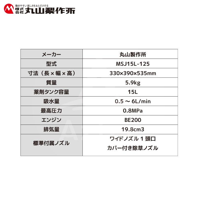 丸山製作所｜エンジン式背負噴霧機 MSJ15L-125 元気印 背負動噴 GKS15-1後継機 タンク容量15L LINEショッピング