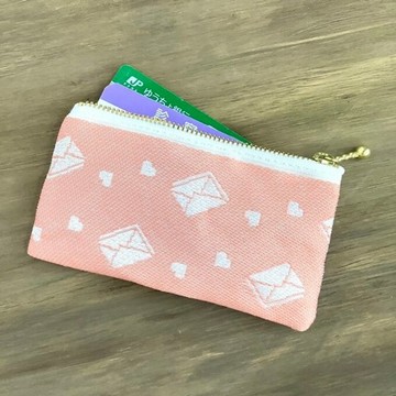 【情書】畳緣 扁平迷你小包 零錢包 信用卡夾 蜜桃色 信件 愛心