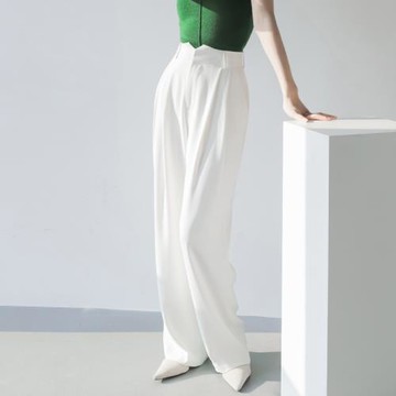 MZOMXO垂墜抗皺高腰顯瘦闊腿褲女春夏新款簡約通勤百搭直筒長褲