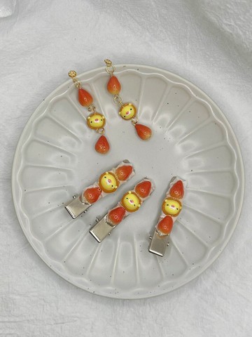 【玫泥手作】甜心獅糖葫蘆耳環/髮夾