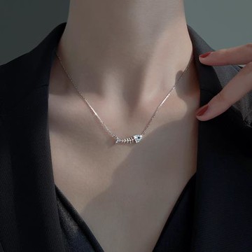 925純銀魚骨項鏈女2025新款爆款輕奢小眾設計感高級鎖骨頸鏈飾品