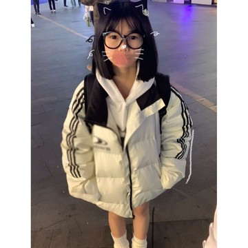 免運🔮學院風時尚潮牌拚色羽絨服外套女2025冬季新款寬鬆加厚保暖麵包服冬季保暖外套 冬季羽絨服 加絨棉衣  麵包外套