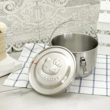 【HELLO KITTY】台灣製抗菌不鏽鋼密封提鍋-2L