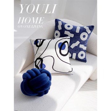 原創簡約現代藍色高級輕奢沙發客廳抱枕套靠墊靠枕樣板房名宿床上