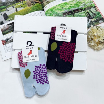 TABI-JI奈良足袋襪(分趾襪)-中高筒襪(23-25公分)-紫陽花(粉/藍/黑)