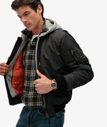 Superdry Men's Military MA1 Bomber Jacket Dark Grey Size: XL