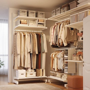 小紅書衕款 開放式衣櫃 開放式衣櫃洞洞闆衣帽架金屬置物架掛衣架一體臥室落地衣帽間架子