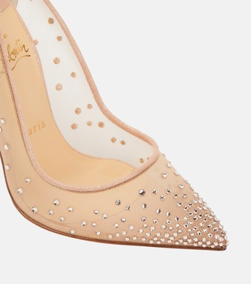 Christian Louboutin Follies Strass embellished mesh pumps