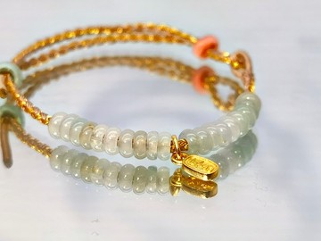期間限定 - 翡翠平安扣配手編手繩 - 18顆平安扣
