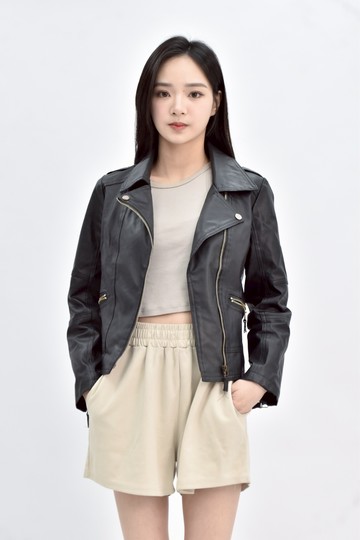 (M) shen xuan 短版皮質黑色外套
