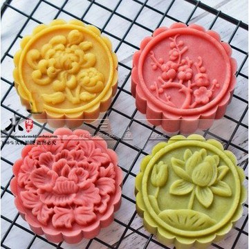 FDA認證 立體月餅模 月餅模 加厚50g~100g 百花盛開 圓形月餅模 冰皮月餅模 綠豆糕模 糕餅模 月餅壓模 手壓