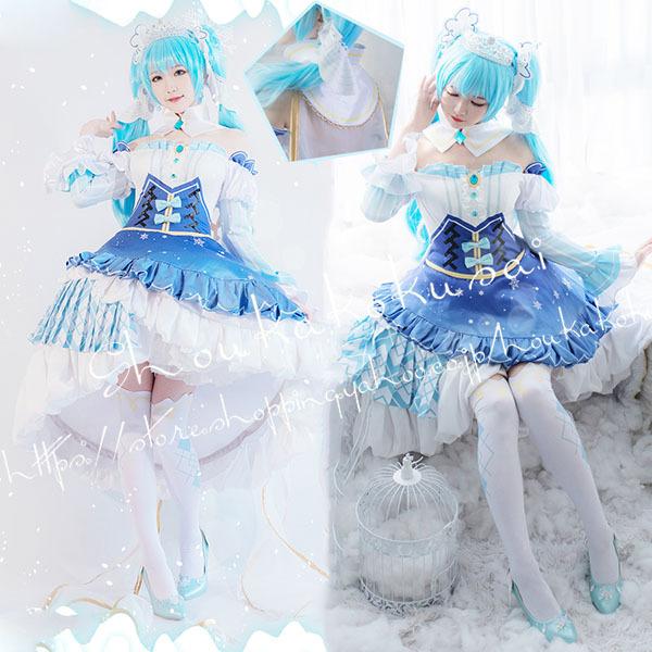 初音ミク 風 vocaloid miku 雪ミク Snow Princess ドレス コスプレ衣装