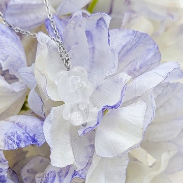 天然水晶 白水晶 小熊造型 不鏽鋼項鍊 鎖骨鍊 聖誕節 禮物 情人