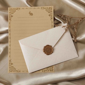 Eumes 亞麻信封3入 + 信紙10入 + 封蠟貼紙3入 套組  1組  白色