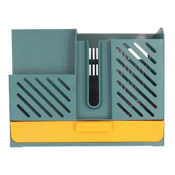 E.dot 壁掛式多功能餐具瀝水收納盒 藍綠色  1個  2