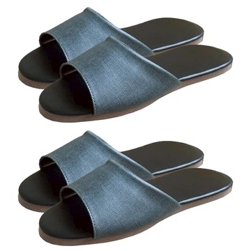 TAIWAN SLIPPER 台灣犀利趴 簡約系列 純色皮質室內拖鞋 2雙 靜音EVA鞋底 台灣製造 抗滑鞋底  XL  爵士灰