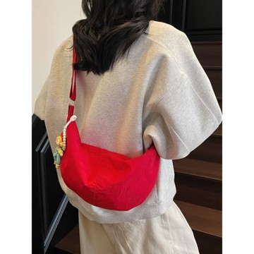 簡約餃子包日系斜挎包女2025新款夏季布包百搭輕便通勤單肩小包包