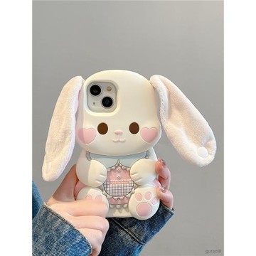 適用蘋果15手機殼iphone14promax卡通可愛手拎長耳兔子iphone13立體硅膠12網紅女款15pro新款14pro防摔保護套