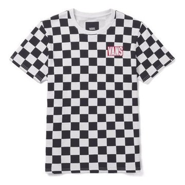 Vans Logo Grid Printing Colorblock Short Sleeve Couple Style Black