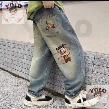 台灣-出貨🔥 中小童夏季薄款長褲 男童牛仔褲 兒童透氣薄款休閒長褲