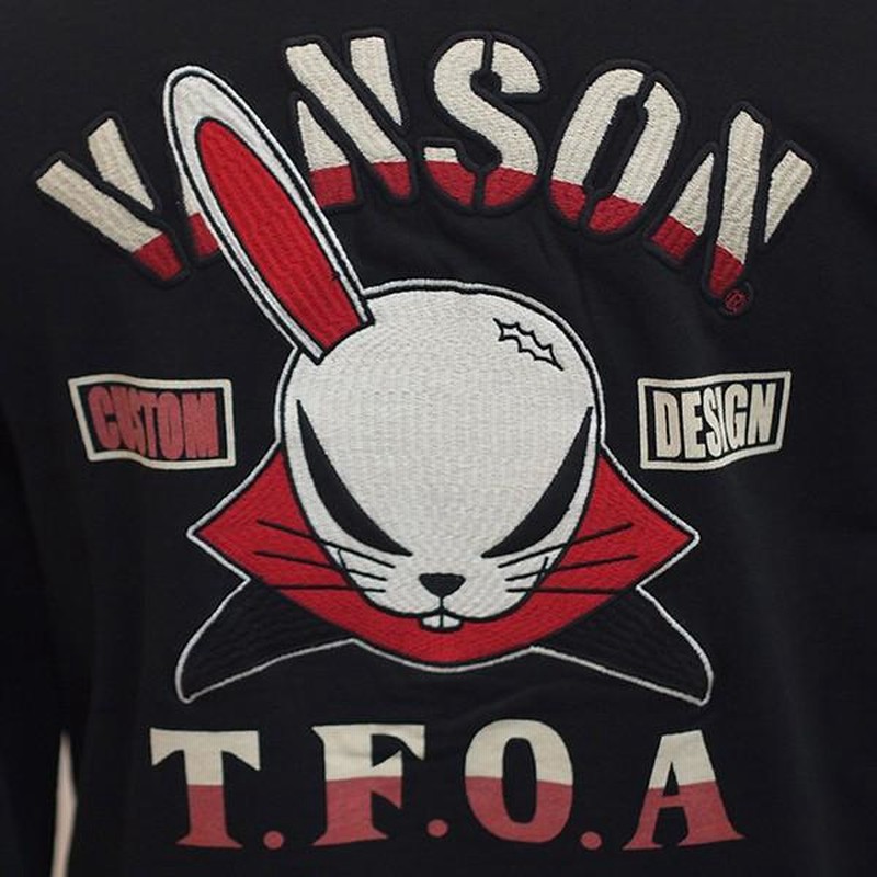 VANSON バンソン 武装戦線コラボ T.F.O.A デスラビット 裏毛ジップパーカー 片耳ウサギ | LINEブランドカタログ