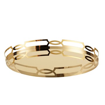 金屬不銹鋼電鍍后現代歐式樣板房別墅酒店會所擺件異形金色托盤