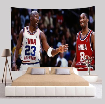 NBA球員墻壁裝飾掛毯詹姆斯科比ins背景布桌布床頭宿舍墻壁畫布
