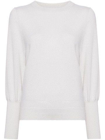 N.Peal - crew-neck puff-sleeve jumper - women - Cashmere/Metallic Fibre - XS - Neutrals