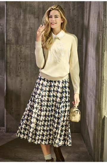 千鳥格印花長裙
