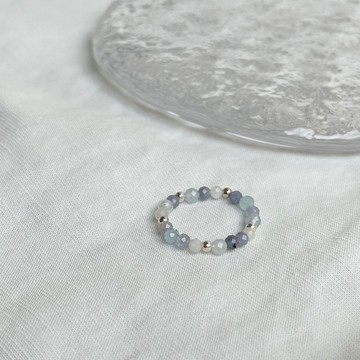 漸層藍銀珠戒/坦桑石 海藍寶 月光石/水晶戒指 客製化