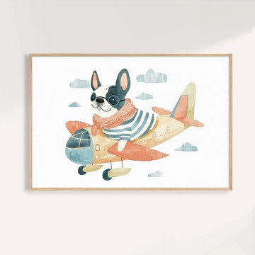 飛行員法鬥 Captain Bulldog in the Sky / 童話系列插畫掛畫